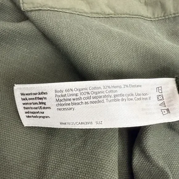 Eileen Fisher‎ Organic Cotton Hemp Jacket XL Green Utility Pockets Boxy Casual